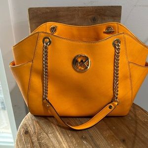 RARE Mustard Yellow Michael Kors Purse with Gold Accents